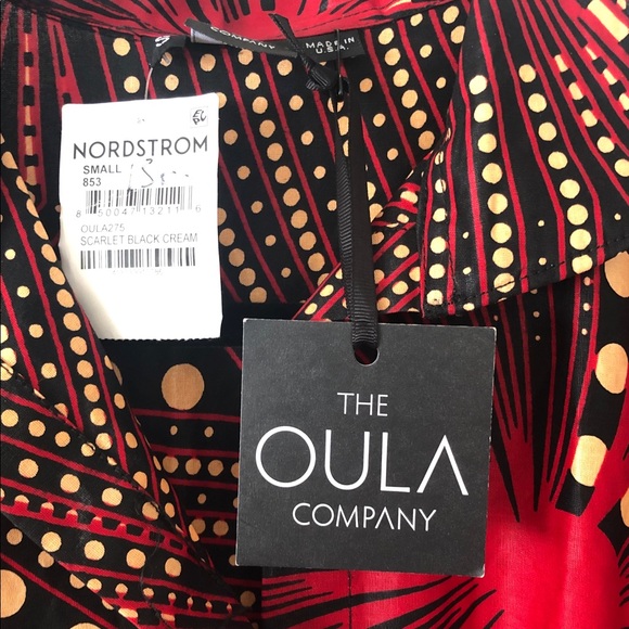 NWT The OULA Company Tiered Maxi Printed Cotton Dress Size Small oversized - Picture 2 of 9